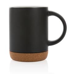 Vue Mug en céramique avec base en liège de couleur noir| Krokrodeal
