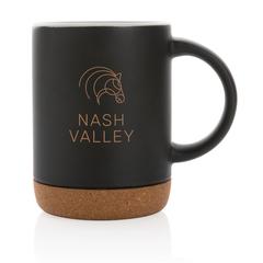 Vue Mug en céramique avec base en liège de couleur noir| Krokrodeal