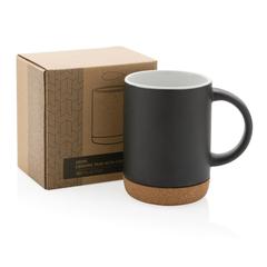 Vue Mug en céramique avec base en liège de couleur noir| Krokrodeal