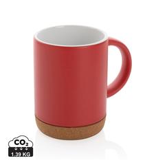 Vue Mug en céramique avec base en liège de couleur rouge| Krokrodeal