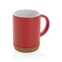 Vue Mug en céramique avec base en liège de couleur rouge| Krokrodeal