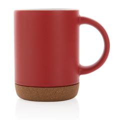 Vue Mug en céramique avec base en liège de couleur rouge| Krokrodeal