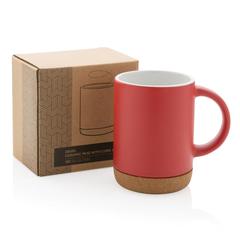 Vue Mug en céramique avec base en liège de couleur rouge| Krokrodeal