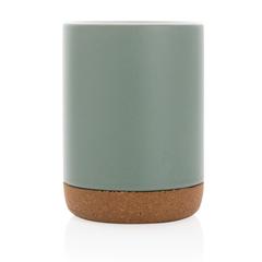 Vue Mug en céramique avec base en liège de couleur vert| Krokrodeal