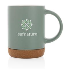 Vue Mug en céramique avec base en liège de couleur vert| Krokrodeal