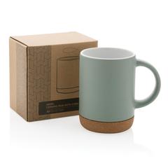 Vue Mug en céramique avec base en liège de couleur vert| Krokrodeal