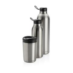 Vue Bouteille isotherme 1L Avira Avior en acier recyclé RCS de couleur gris| Krokrodeal