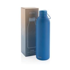 Vue Bouteille isotherme 1L Avira Avior en acier recyclé RCS de couleur bleu| Krokrodeal