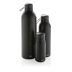 Vue Bouteille isotherme 1L Avira Avior en acier recyclé RCS de couleur noir| Krokrodeal
