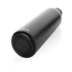 Vue Bouteille isotherme 1L Avira Avior en acier recyclé RCS de couleur noir| Krokrodeal