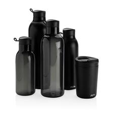 Vue Bouteille isotherme 1L Avira Avior en acier recyclé RCS de couleur noir| Krokrodeal