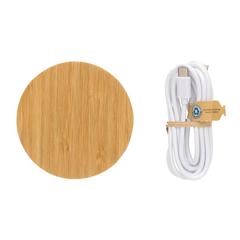 Vue Chargeur sans fil 15W en bambou de couleur marron| Krokrodeal