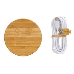 Vue Chargeur sans fil 15W en bambou de couleur marron| Krokrodeal