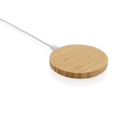Vue Chargeur sans fil 15W en bambou de couleur marron| Krokrodeal