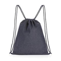 Vue Sac à dos à cordon en denim recyclé Impact AWARE™ de couleur bleu| Krokrodeal