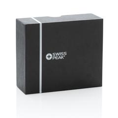 Vue Écouteurs ANC et TWS Swiss Peak en plastique recyclé RCS de couleur noir| Krokrodeal