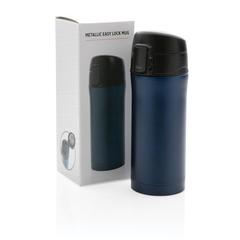 Vue Mug à verrouillage facile métallique mat de couleur bleu| Krokrodeal