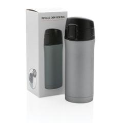 Vue Mug à verrouillage facile métallique mat de couleur gris| Krokrodeal