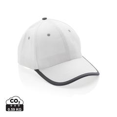 Vue Casquette contraste 6 panneaux coton recyclé Impact AWARE™ de couleur blanc| Krokrodeal