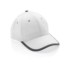 Vue Casquette contraste 6 panneaux coton recyclé Impact AWARE™ de couleur blanc| Krokrodeal