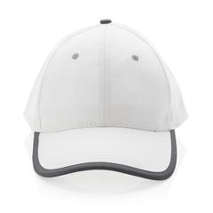 Vue Casquette contraste 6 panneaux coton recyclé Impact AWARE™ de couleur blanc| Krokrodeal