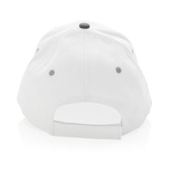 Vue Casquette contraste 6 panneaux coton recyclé Impact AWARE™ de couleur blanc| Krokrodeal