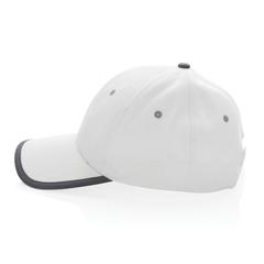 Vue Casquette contraste 6 panneaux coton recyclé Impact AWARE™ de couleur blanc| Krokrodeal