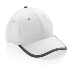 Vue Casquette contraste 6 panneaux coton recyclé Impact AWARE™ de couleur blanc| Krokrodeal