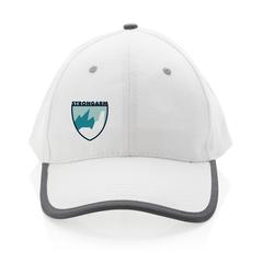 Vue Casquette contraste 6 panneaux coton recyclé Impact AWARE™ de couleur blanc| Krokrodeal