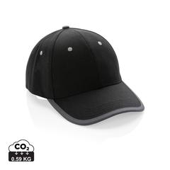 Vue Casquette contraste 6 panneaux coton recyclé Impact AWARE™ de couleur noir| Krokrodeal