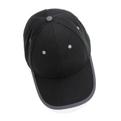 Vue Casquette contraste 6 panneaux coton recyclé Impact AWARE™ de couleur noir| Krokrodeal