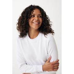 Vue Sweater léger à col rond en coton recyclé Iqoniq Etosha de couleur blanc| Krokrodeal
