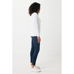 Vue Sweater léger à col rond en coton recyclé Iqoniq Etosha de couleur blanc| Krokrodeal