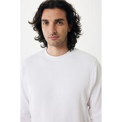 Vue Sweater léger à col rond en coton recyclé Iqoniq Etosha de couleur blanc| Krokrodeal