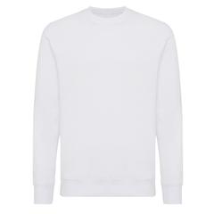 Vue Sweater léger à col rond en coton recyclé Iqoniq Etosha de couleur blanc| Krokrodeal