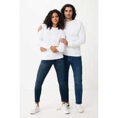 Vue Sweater léger à col rond en coton recyclé Iqoniq Etosha de couleur blanc| Krokrodeal