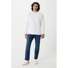 Vue Sweater léger à col rond en coton recyclé Iqoniq Etosha de couleur blanc| Krokrodeal