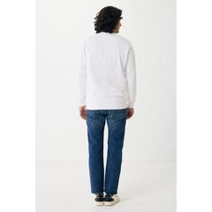 Vue Sweater léger à col rond en coton recyclé Iqoniq Etosha de couleur blanc| Krokrodeal