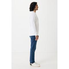 Vue Sweater léger à col rond en coton recyclé Iqoniq Etosha de couleur blanc| Krokrodeal