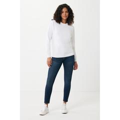Vue Sweater léger à col rond en coton recyclé Iqoniq Etosha de couleur blanc| Krokrodeal