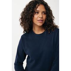 Vue Sweater léger à col rond en coton recyclé Iqoniq Etosha de couleur bleu| Krokrodeal