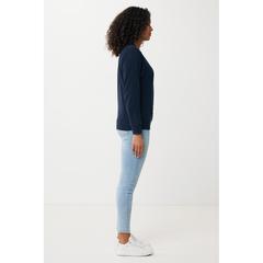 Vue Sweater léger à col rond en coton recyclé Iqoniq Etosha de couleur bleu| Krokrodeal