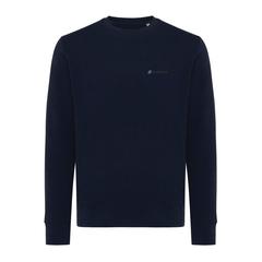 Vue Sweater léger à col rond en coton recyclé Iqoniq Etosha de couleur bleu| Krokrodeal