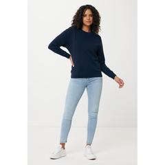 Vue Sweater léger à col rond en coton recyclé Iqoniq Etosha de couleur bleu| Krokrodeal