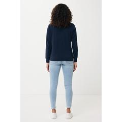 Vue Sweater léger à col rond en coton recyclé Iqoniq Etosha de couleur bleu| Krokrodeal