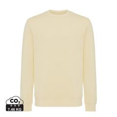 Vue Sweater léger à col rond en coton recyclé Iqoniq Etosha de couleur jaune| Krokrodeal