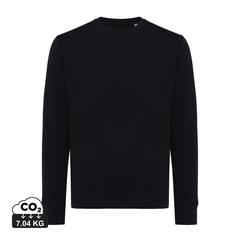 Vue Sweater léger à col rond en coton recyclé Iqoniq Etosha de couleur noir| Krokrodeal