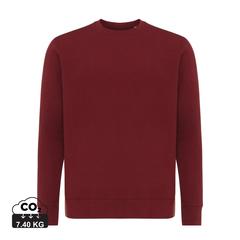 Vue Sweater léger à col rond en coton recyclé Iqoniq Etosha de couleur rouge| Krokrodeal
