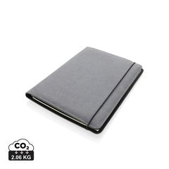 Vue Conférencier A4 en cuir recyclé de couleur gris| Krokrodeal