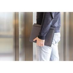 Vue Conférencier A4 en cuir recyclé de couleur gris| Krokrodeal